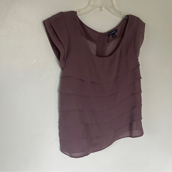 American Eagle Outfitters Mauve Layered Chiffon Blouse – Size Large - Picture 2 of 9
